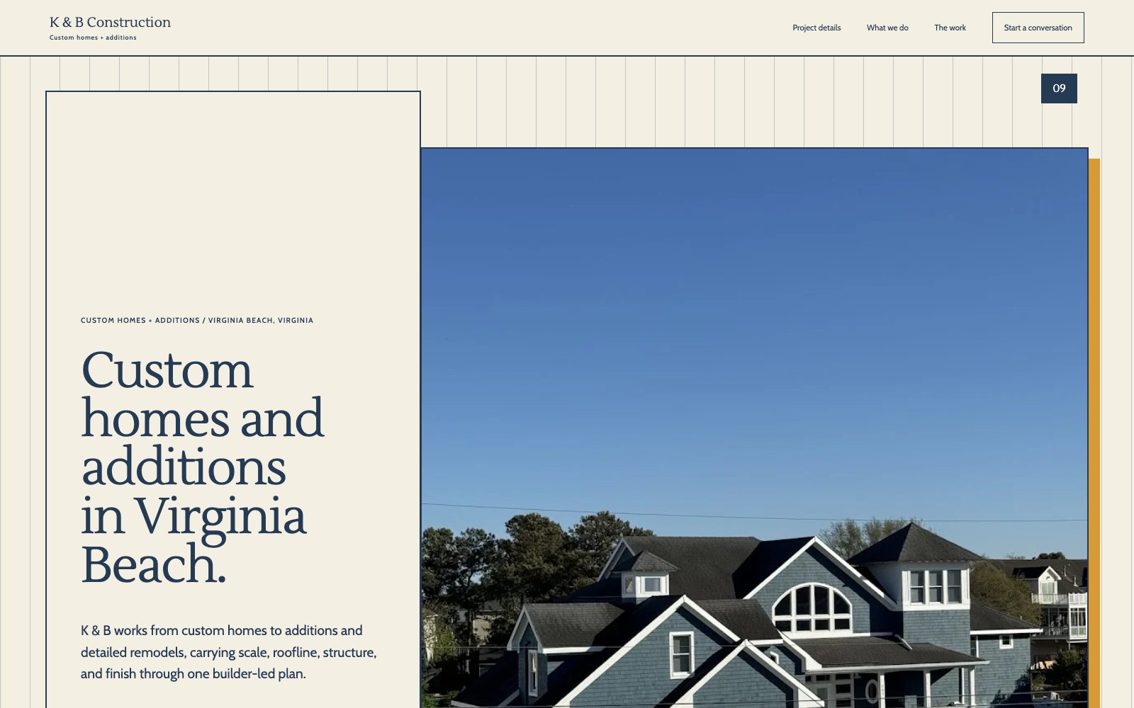 The new K & B Construction homepage concept